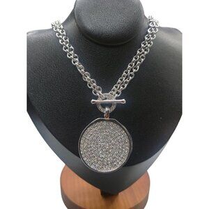 Stand Up To Cancer Pave Pendant 18" Round Rhinestone Encrusted Can be Worn 36"
